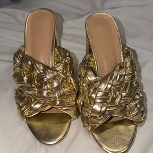 JustFab Gold Braided Mules